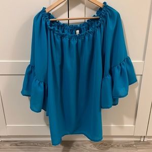 Elan Blue Flowy Beach Coverup One Size
